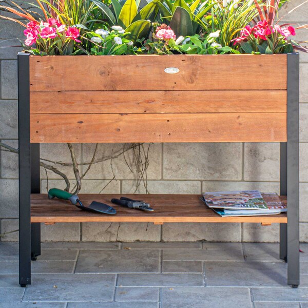 Raised Recycled Wood Planter Box